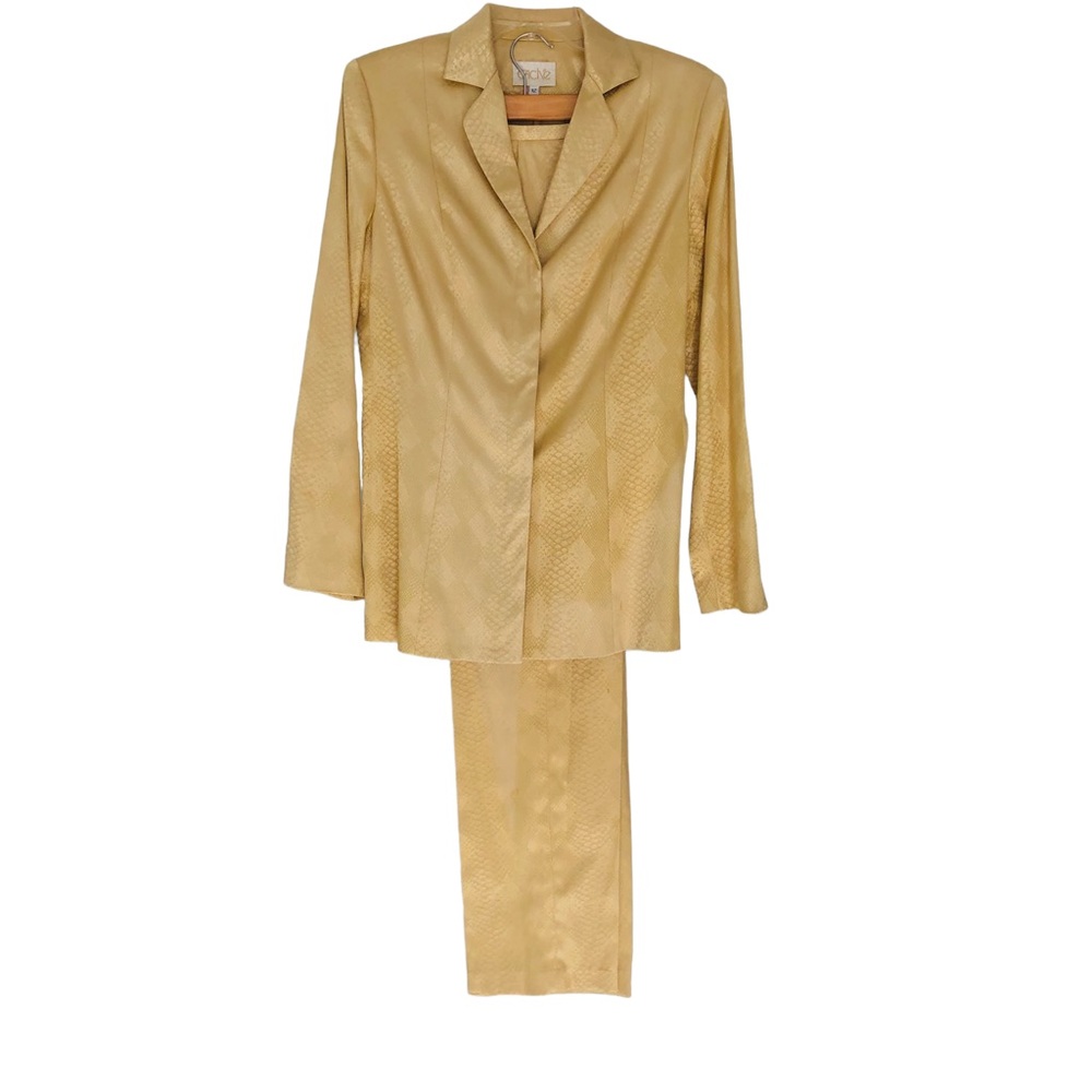 Gorgeous gold snake- skin pattern pants suit.
